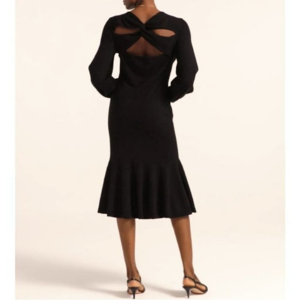 NWT J. Crew Wool Sweater Dress Twist Open Back Black Midi Pleat A Line Holiday